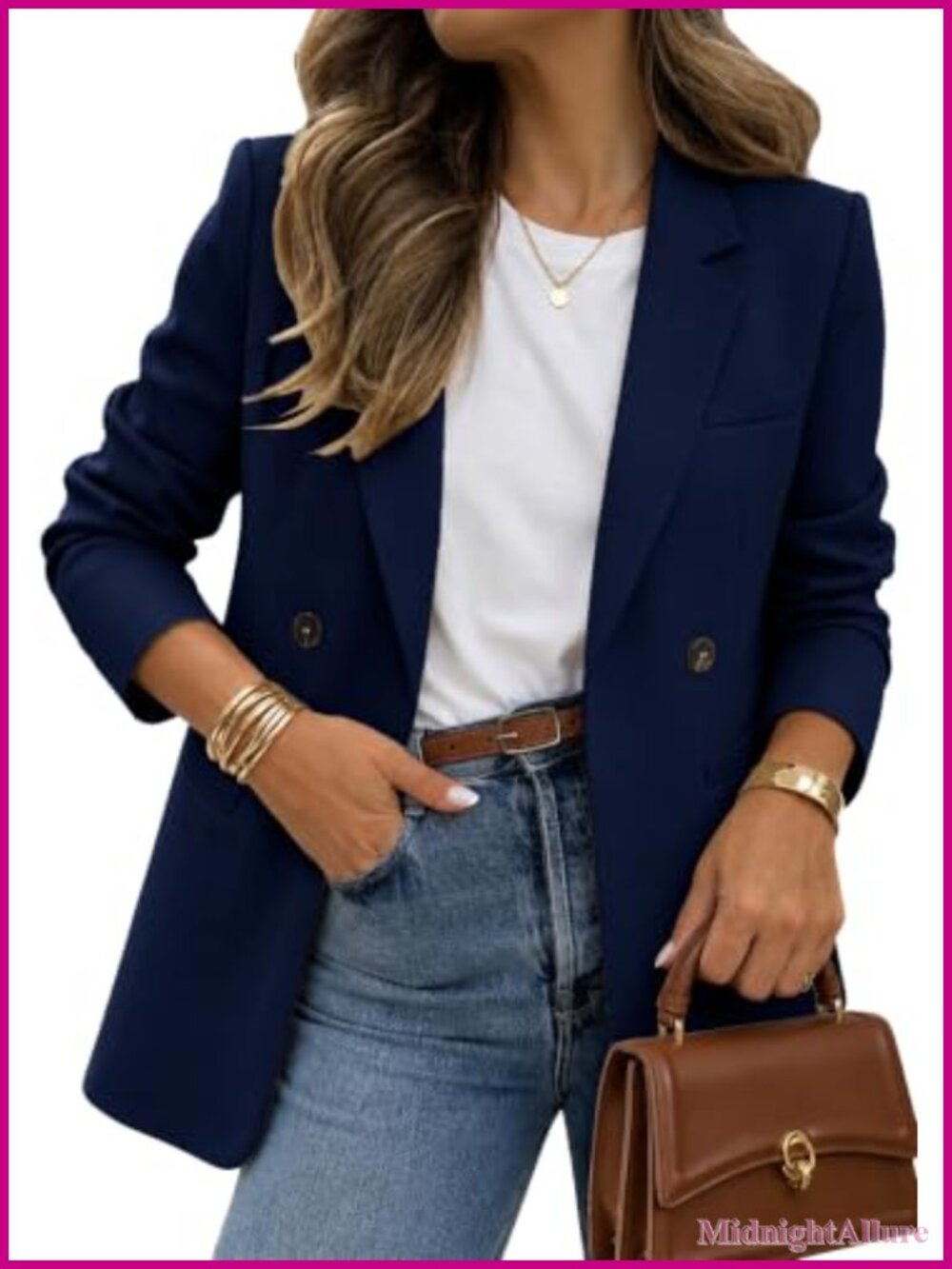 Long Sleeve Double-Breasted Slim Fit Blazer Business Casual